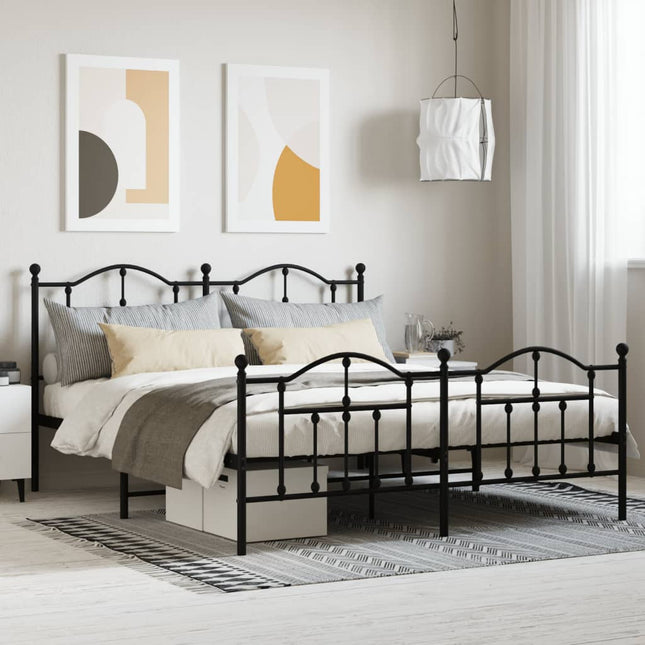 Giroletto senza Materaso con Pediera in Metallo Nero 160x200 cm