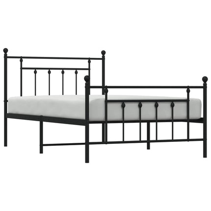 Giroletto con Testiera e Pediera Metallo Nero 107x203 cm