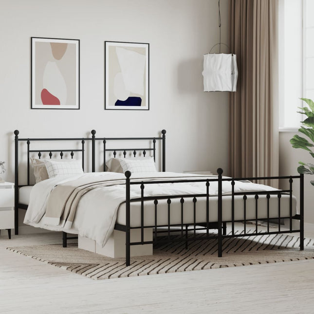 Giroletto senza Materaso con Pediera in Metallo Nero 160x200 cm