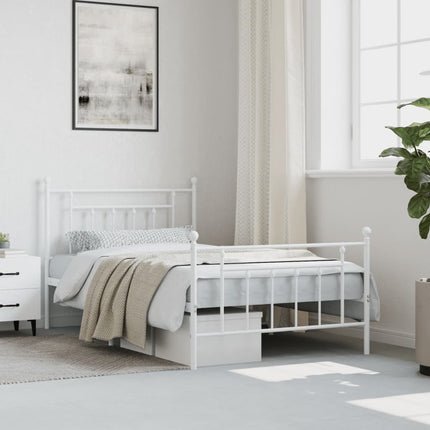 Giroletto con Testiera e Pediera Metallo Bianco 100x200 cm