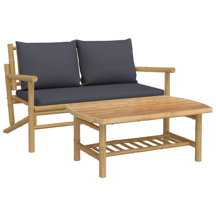 Set Salotto da Giardino 2pz con Cuscini Grigio Scuro BambÃ¹