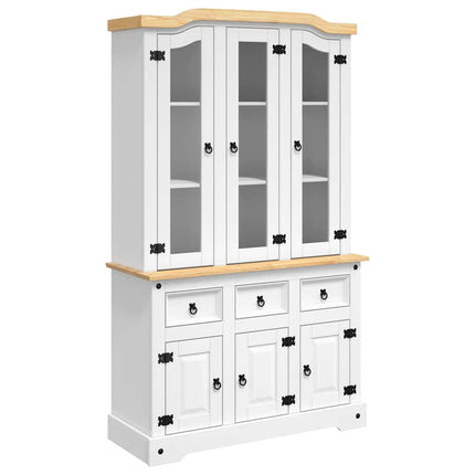 Credenza Corona Bianca 112x43x196 cm in Legno di Pino Messicano