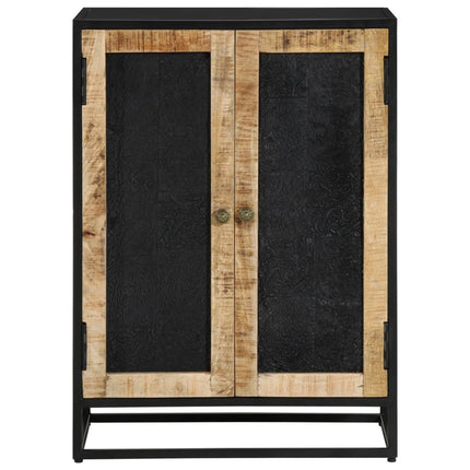 Credenza con 2 Ante 55x35x75 cm Legno Massello di Mango e Ferro