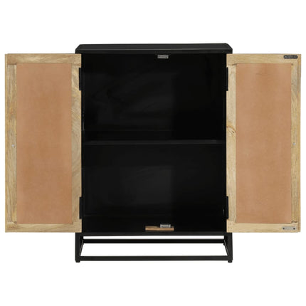 Credenza con 2 Ante 55x35x75 cm Legno Massello di Mango e Ferro