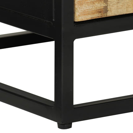 Credenza con 2 Ante 55x35x75 cm Legno Massello di Mango e Ferro