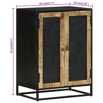 Credenza con 2 Ante 55x35x75 cm Legno Massello di Mango e Ferro