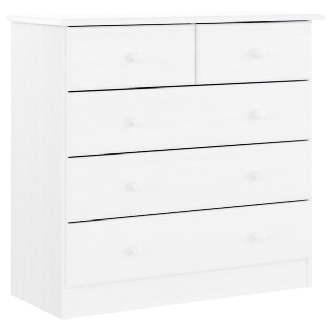 Cassettiera ALTA Bianca 77x35x73 cm in Legno Massello di Pino