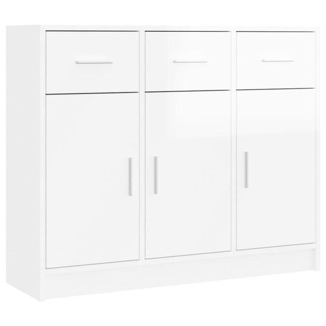 Credenza Bianco Lucido 91x28x75 cm in Legno Multistrato