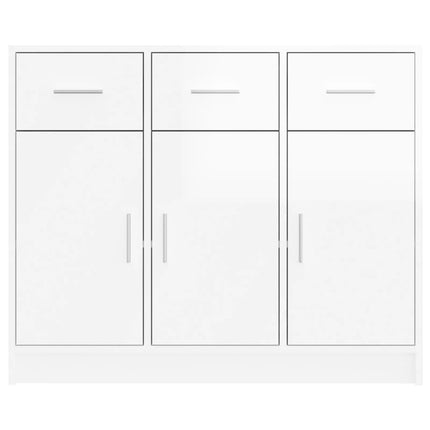 Credenza Bianco Lucido 91x28x75 cm in Legno Multistrato