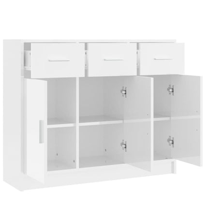 Credenza Bianco Lucido 91x28x75 cm in Legno Multistrato