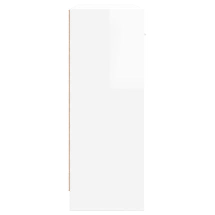 Credenza Bianco Lucido 91x28x75 cm in Legno Multistrato