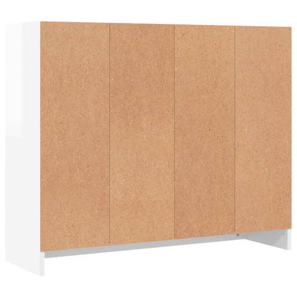 Credenza Bianco Lucido 91x28x75 cm in Legno Multistrato