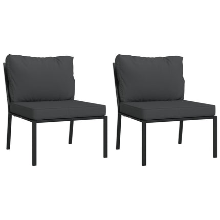 Set Salotto da Giardino 5pz con Cuscini Grigi in Acciaio