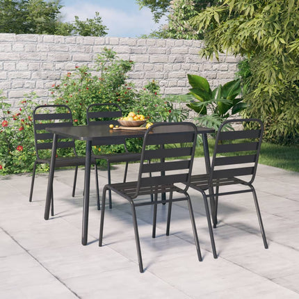 Set da Pranzo da Giardino 5 pz in Acciaio Antracite