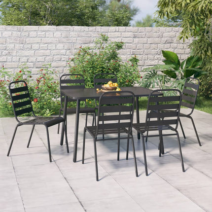 Set da Pranzo da Giardino 7 pz in Acciaio Antracite