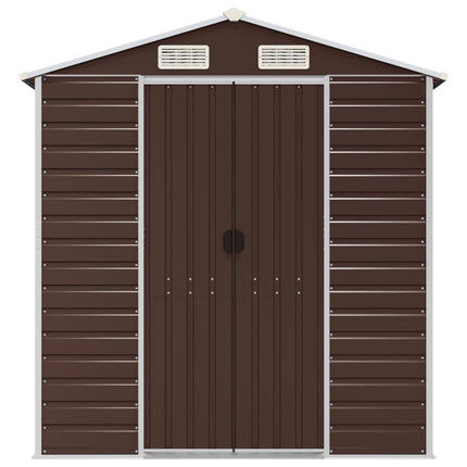 Capanno da Giardino Marrone 191x640x198 cm in Acciaio Zincato