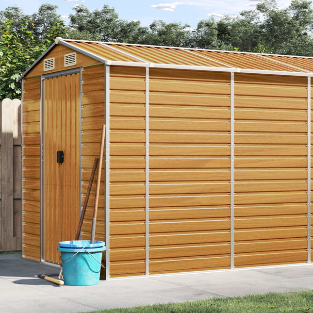 Capanno Giardino Marrone Chiaro 191x470x198cm Acciaio Zincato