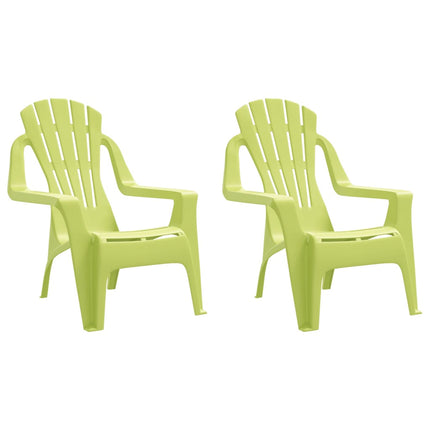 Sedie Giardino 2pz Bambini Verdi 37x34x44cm PP Aspetto in Legno