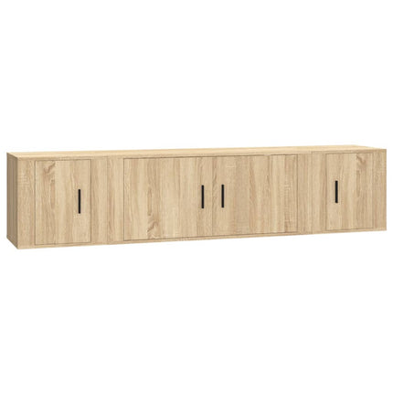 Set di Mobili Porta TV 3 pz Rovere Sonoma in Legno Multistrato
