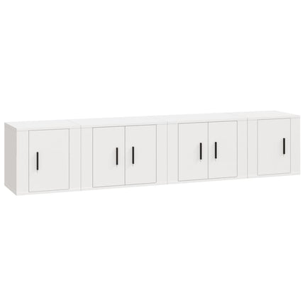 Set di Mobili Porta TV 4 pz Bianco in Legno Multistrato