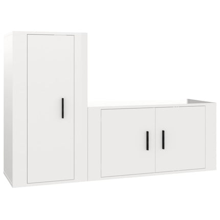 Set di Mobili Porta TV 2 pz Bianco Lucido in Legno Multistrato