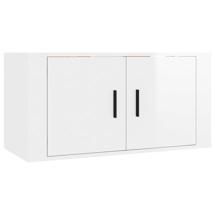 Set di Mobili Porta TV 2 pz Bianco Lucido in Legno Multistrato