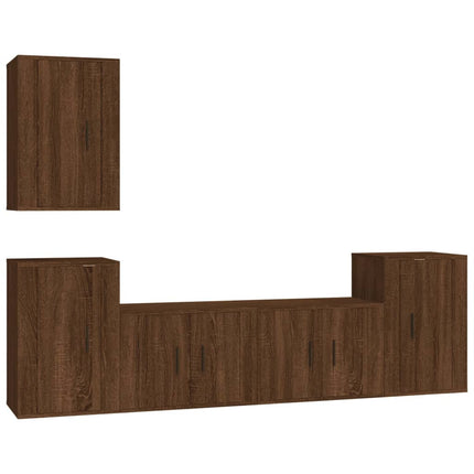 Set Mobili Porta TV 5 pz Rovere Marrone in Legno Multistrato