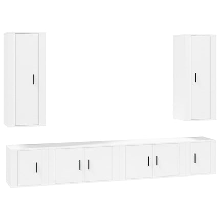 Set di Mobili Porta TV 6 pz Bianco in Legno Multistrato