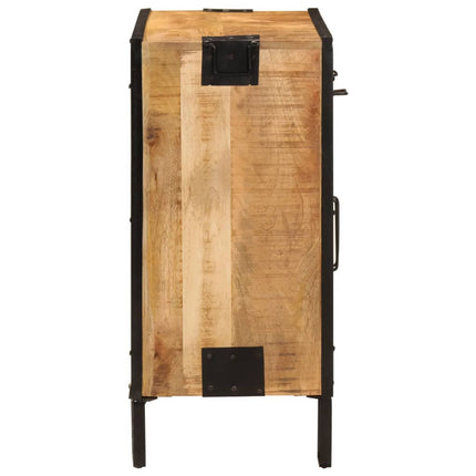 Credenza 80x31x66 cm in Legno Grezzo Massello Mango e Metallo