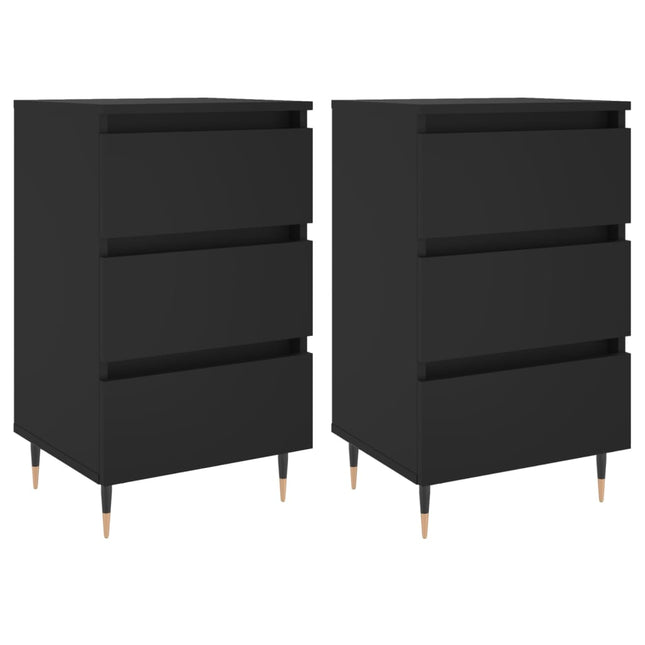 Comodini 2 pz Neri 40x35x69 cm in Legno Multistrato