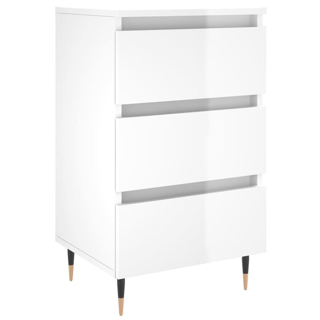 Comodino Bianco Lucido 40x35x69 cm in Legno Multistrato