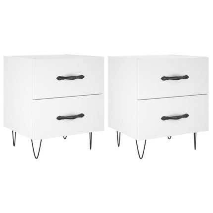 Comodini 2 pz Bianchi 40x35x47,5 cm in Legno Multistrato