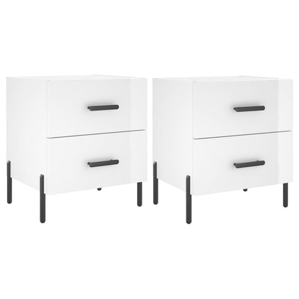 Comodini 2 pz Bianco Lucido 40x35x47,5 cm in Legno Multistrato