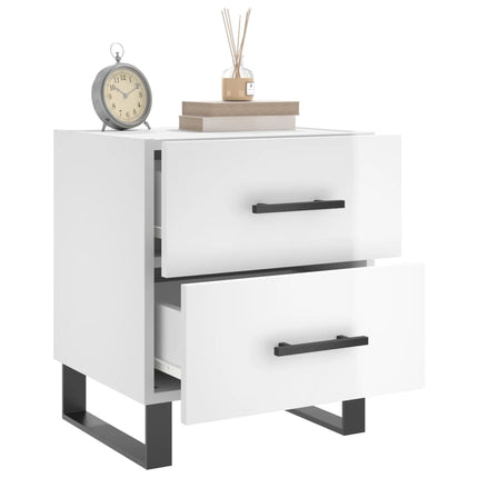Comodini 2 pz Bianco Lucido 40x35x47,5 cm in Legno Multistrato