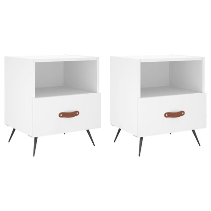 Comodini 2 pz Bianchi 40x35x47,5 cm in Legno Multistrato
