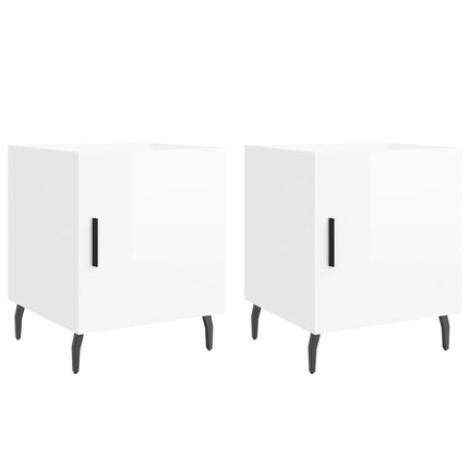 Comodini 2 pz Bianco Lucido 40x40x50 cm in Legno Multistrato