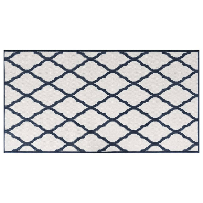 Tappeto da Esterno Navy e Bianco 80x150 cm Design Reversibile
