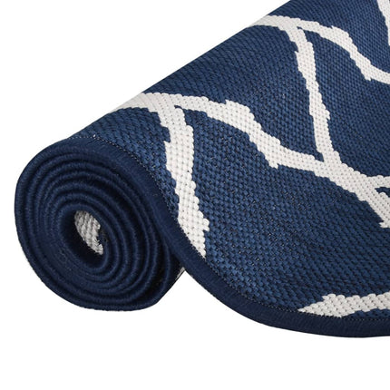 Tappeto da Esterno Navy e Bianco 80x150 cm Design Reversibile