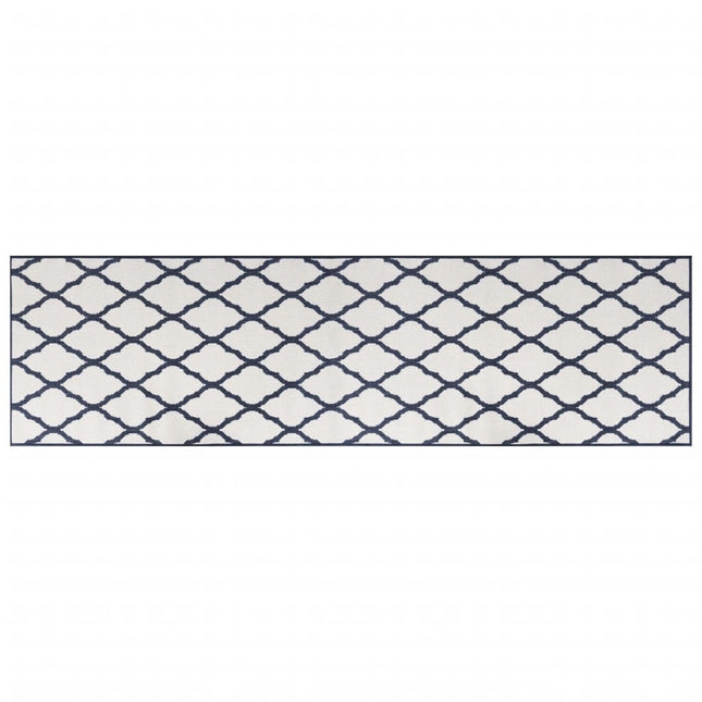 Tappeto da Esterno Navy e Bianco 80x250 cm Design Reversibile