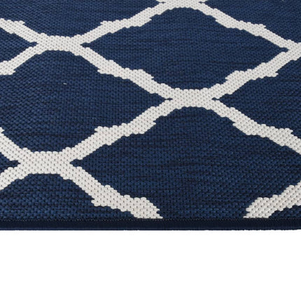 Tappeto da Esterno Navy e Bianco 80x250 cm Design Reversibile