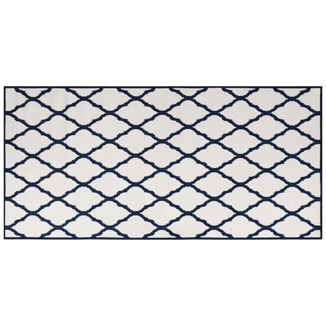 Tappeto da Esterno Navy e Bianco 100x200 cm Design Reversibile