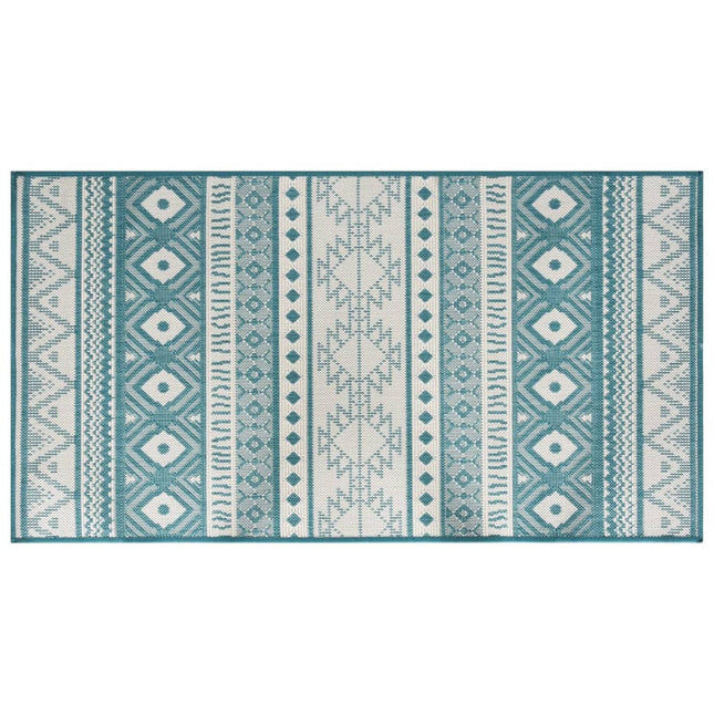 Tappeto da Esterno Aqua e Bianco 80x150 cm Design Reversibile