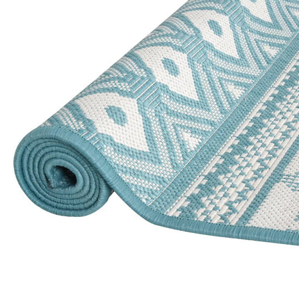 Tappeto da Esterno Aqua e Bianco 80x150 cm Design Reversibile