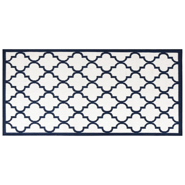 Tappeto da Esterno Navy e Bianco 80x150 cm Design Reversibile