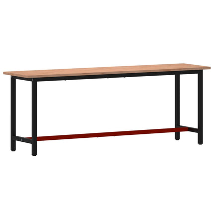 Banco da Lavoro 220x55x81,5 cm Legno Massello Faggio e Metallo