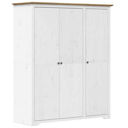 Armadio BODO 146x53,5x173 cm Legno Massello Pino Bianco Marrone