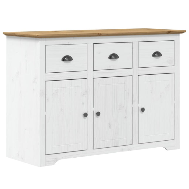 Credenza BODO 115,5x44x80 cm Legno Massello Pino Bianco Marrone