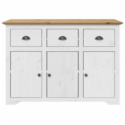 Credenza BODO 115,5x44x80 cm Legno Massello Pino Bianco Marrone
