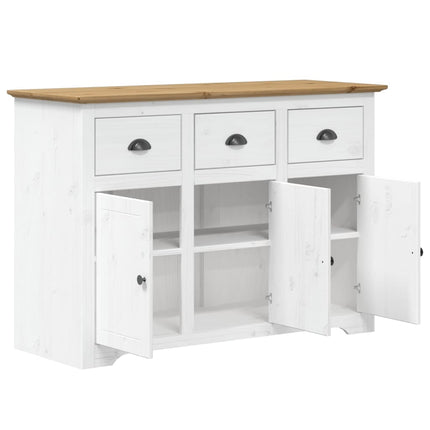 Credenza BODO 115,5x44x80 cm Legno Massello Pino Bianco Marrone
