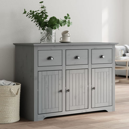 Credenza BODO 115,5x44x80 cm in Legno Massello di Pino Grigio